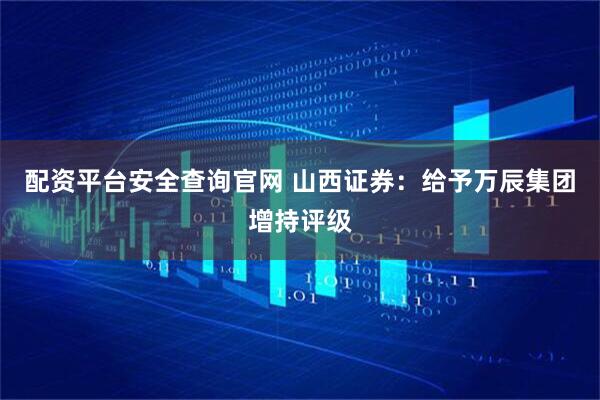 配资平台安全查询官网 山西证券：给予万辰集团增持评级