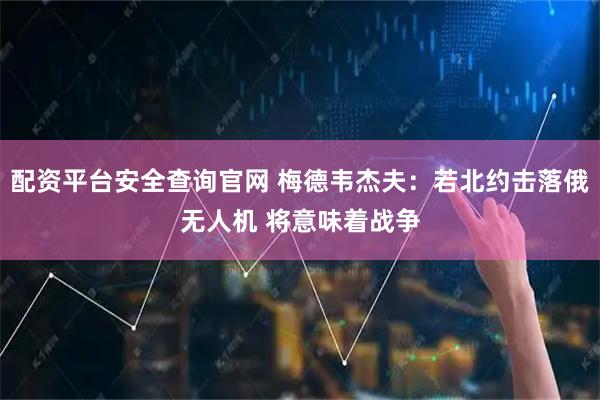 配资平台安全查询官网 梅德韦杰夫：若北约击落俄无人机 将意味着战争