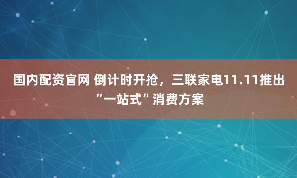 国内配资官网 倒计时开抢，三联家电11.11推出“一站式”消费方案