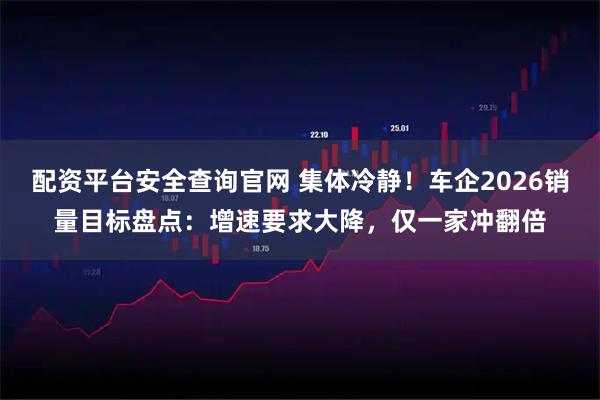 配资平台安全查询官网 集体冷静！车企2026销量目标盘点：增速要求大降，仅一家冲翻倍